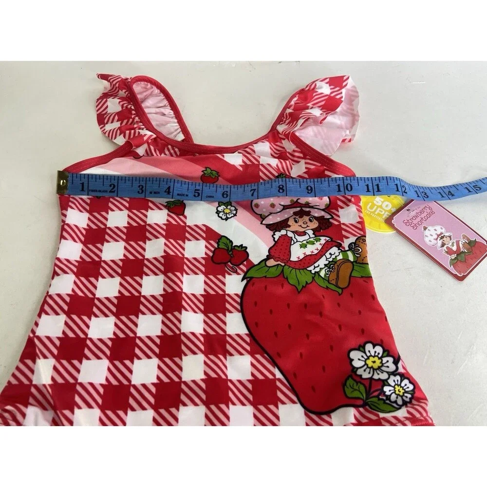 Strawberry Shortcake Gingham Red White One Piece Swimsuit Swimwear Girls Size 6
